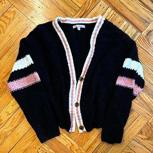 Soft Knit Black/White/PinkCardigan